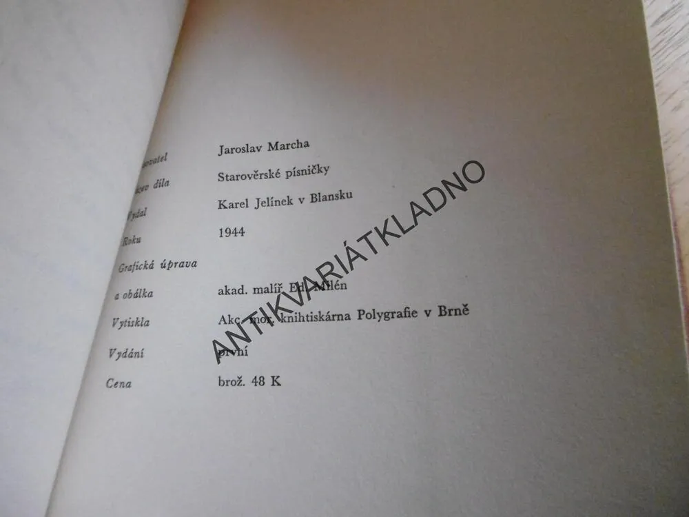STAROVĚRSKÉ PÍSNĚ, JAROSLAV MARCHA, 1944, **an
