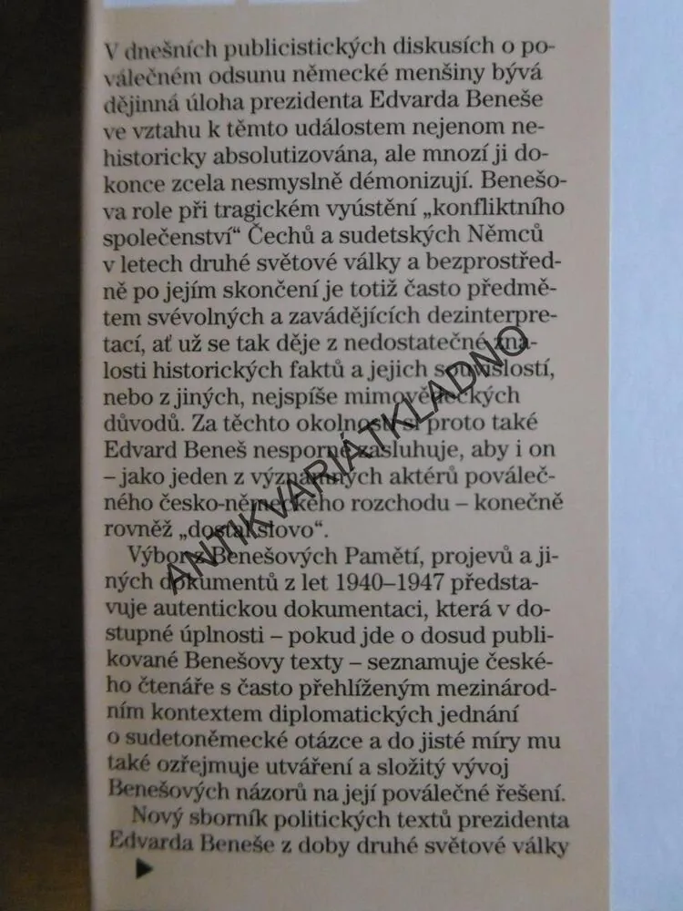 ODSUN NĚMCŮ Z ČESKOSLOVENSKA, EDVARD BENEŠ, **an