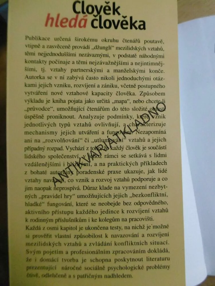 ČLOVĚK HLEDÁ ČLOVĚKA, EVA BEDRNOVÁ, **an