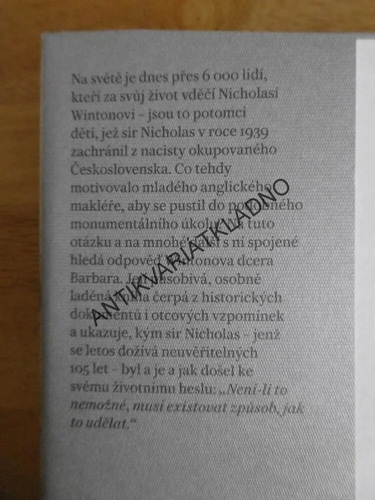 NENÍ-LI TO NEMOŽNÉ, ŽIVOT SIRA NICHOLASE WINTONA, **an