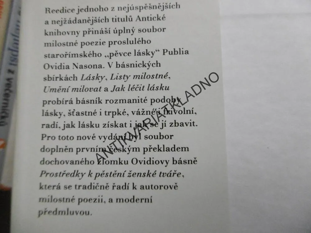 OVIDIUS O LÁSCE A MILOVÁNÍ, **an