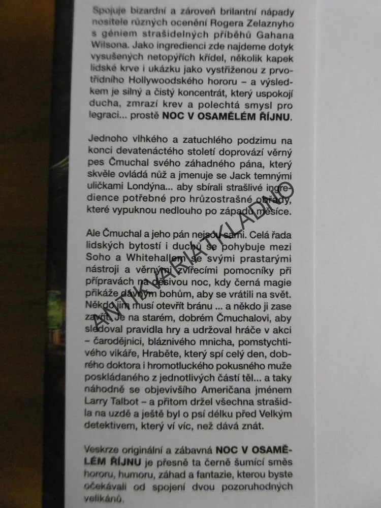 NOC V OSAMĚLÉM ŘÍJNU, ROGER ZELAZNY, **an