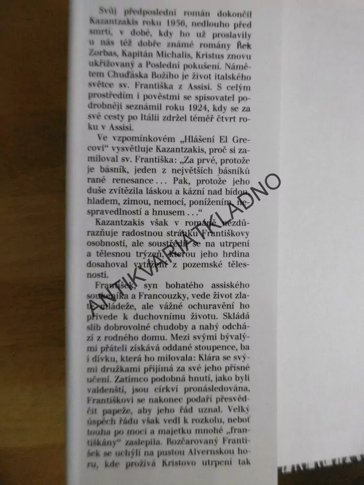 CHUĎÁSEK BOŽÍ, NIKOS KAZANTZAKIS, **an