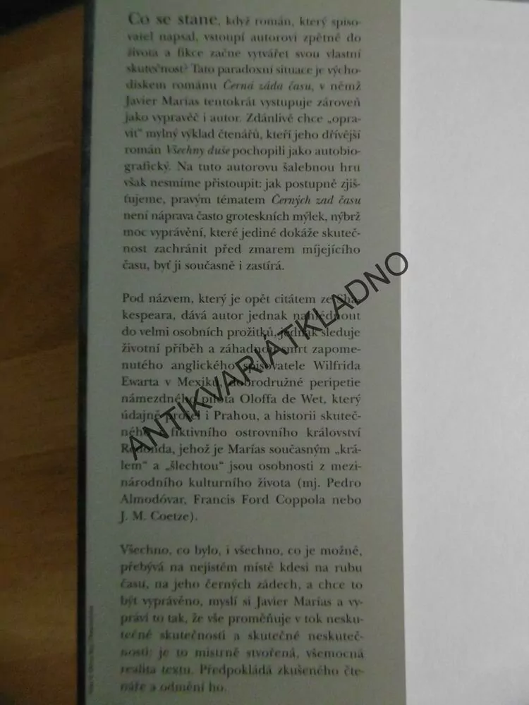 ČERNÁ ZÁDA ČASU, JAVIER MARÍAS, **an