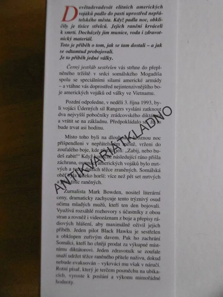 ČERNÝ JESTŘÁB SESTŘELEN, MARK BOWDEN, **an