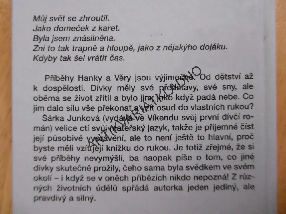 KDYŽ PADÁ NEBE, ŠÁRKA JUNKOVÁ, **an