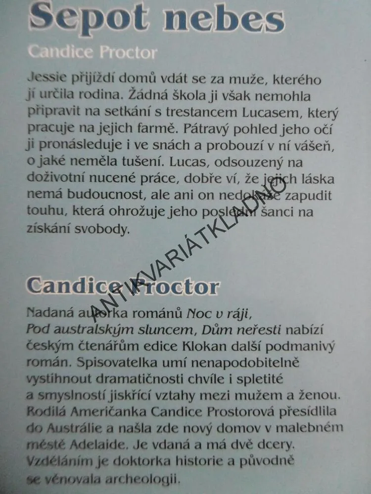 ŠEPOT NEBES, CANDICE PROCTOROVÁ, **an