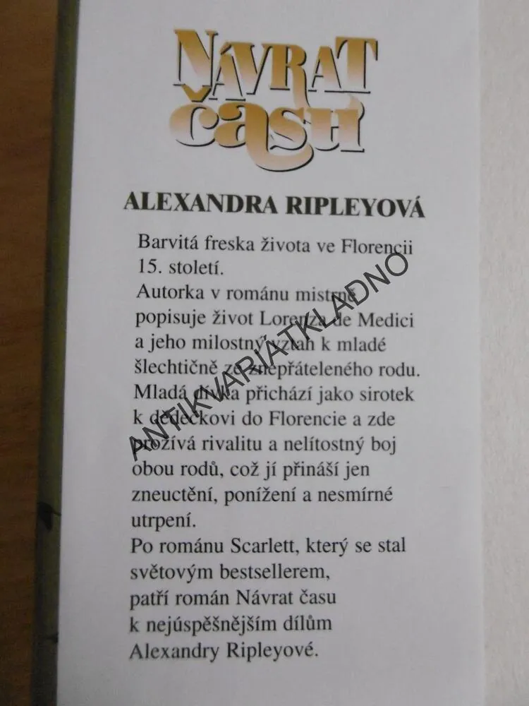 NÁVRAT ČASU, ALEXANDRA RIPLEYOVÁ, **an