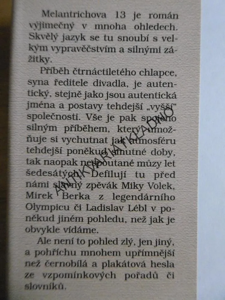 MELANTRICHOVA 13, JIŘÍ ZEMAN, **an
