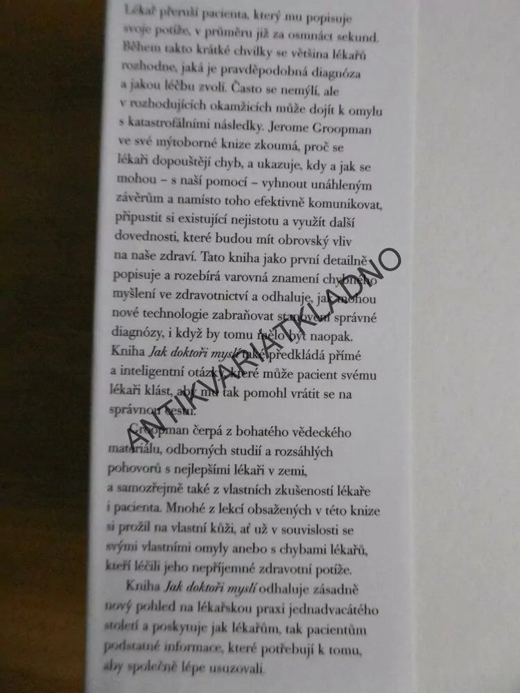 JAK DOKTOŘI MYSLÍ, JEROME GROOPMAN, **an