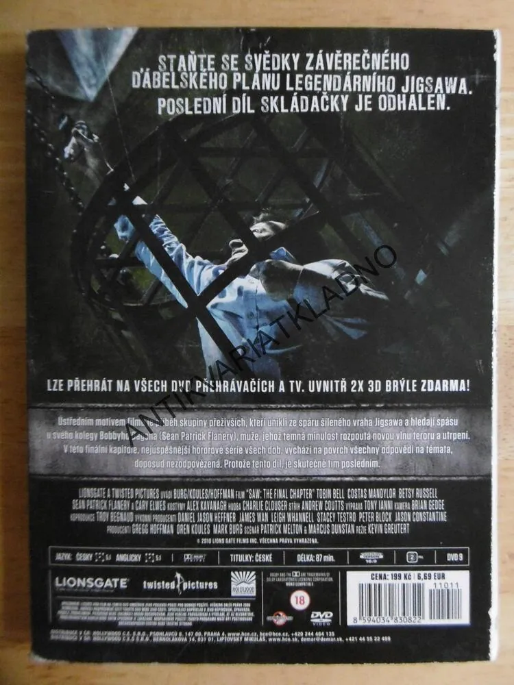 SAW, FINÁLNÍ KAPITOLA, 3D, HOROR, DVD FILM 