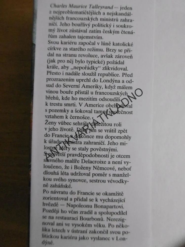 NEBEZPEČNÝ INTRIKÁN, ŽIVOT CH. M. TALLEYRANDA, LUBOŠ TARABA, **an