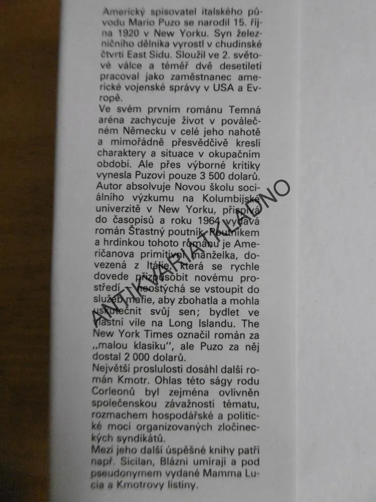 ŠŤASTNÝ POUTNÍK, MARIO PUZO,**an