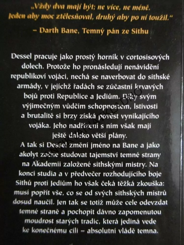 CESTA ZKÁZY, DARTH BANE, LEGENDS, DREW KARPYSHYN, STAR WARS, **an
