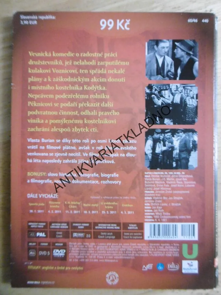 SLEPICE A KOSTELNÍK, VLASTA BURIAN, DVD FILM