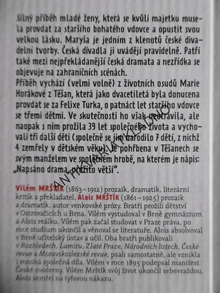 MARYŠA, ALOIS A VILÉM MRŠTÍKOVÉ, **an