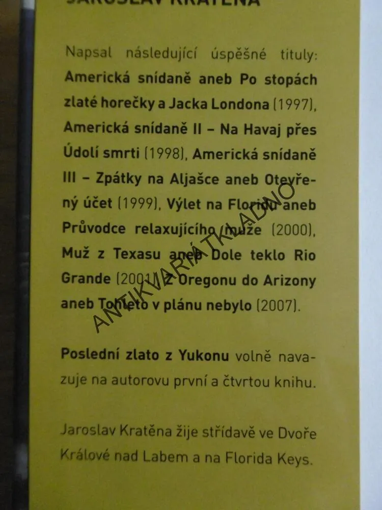 POSLEDNÍ ZLATO Z YUKONU, JAROSLAV KRATĚNA, **an