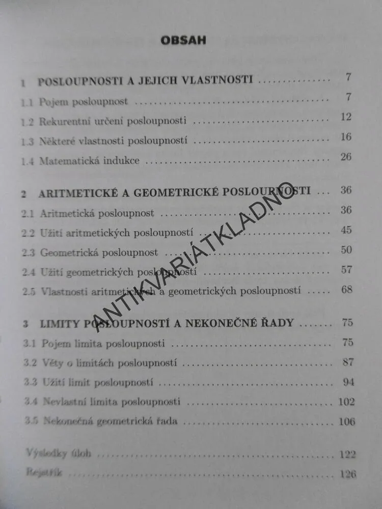 MATEMATIKA PRO GYMNÁZIA, POSLOUPNOSTI A ŘADY