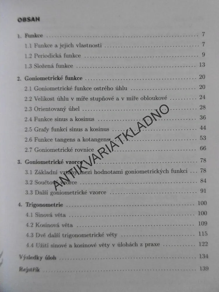 MATEMATIKA PRO GYMNÁZIA, GONIOMETRIE