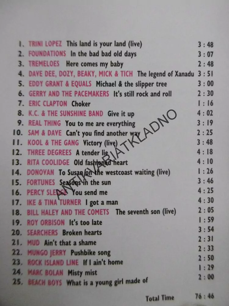 25 OLDIES BEST, CD HUDBA