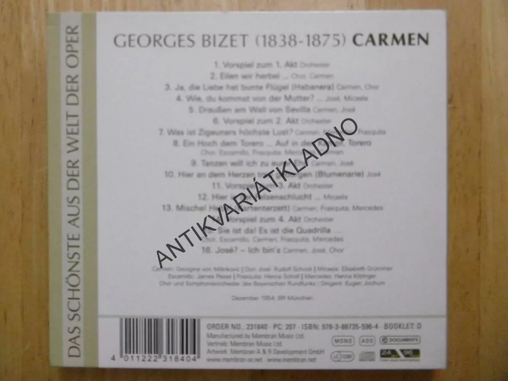 BIZET CARMEN, CD HUDBA