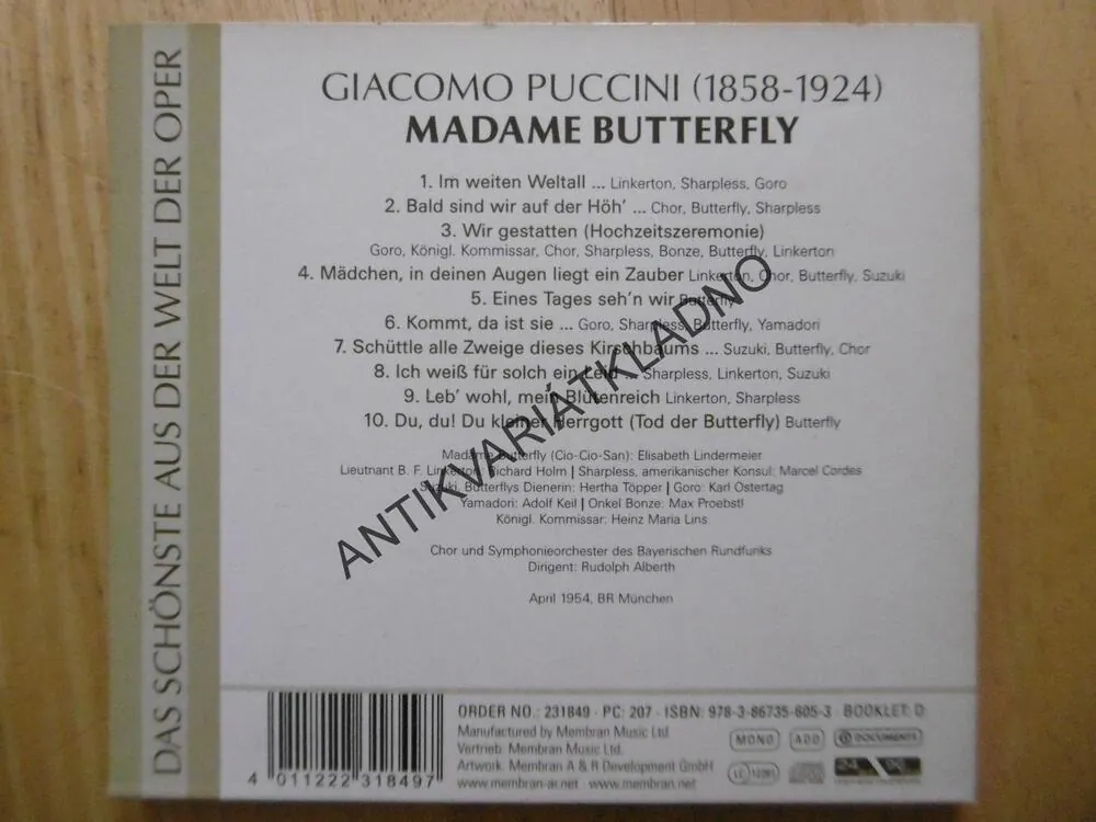 MADAME BUTTERFLY, PUCCINI, CD HUDBA