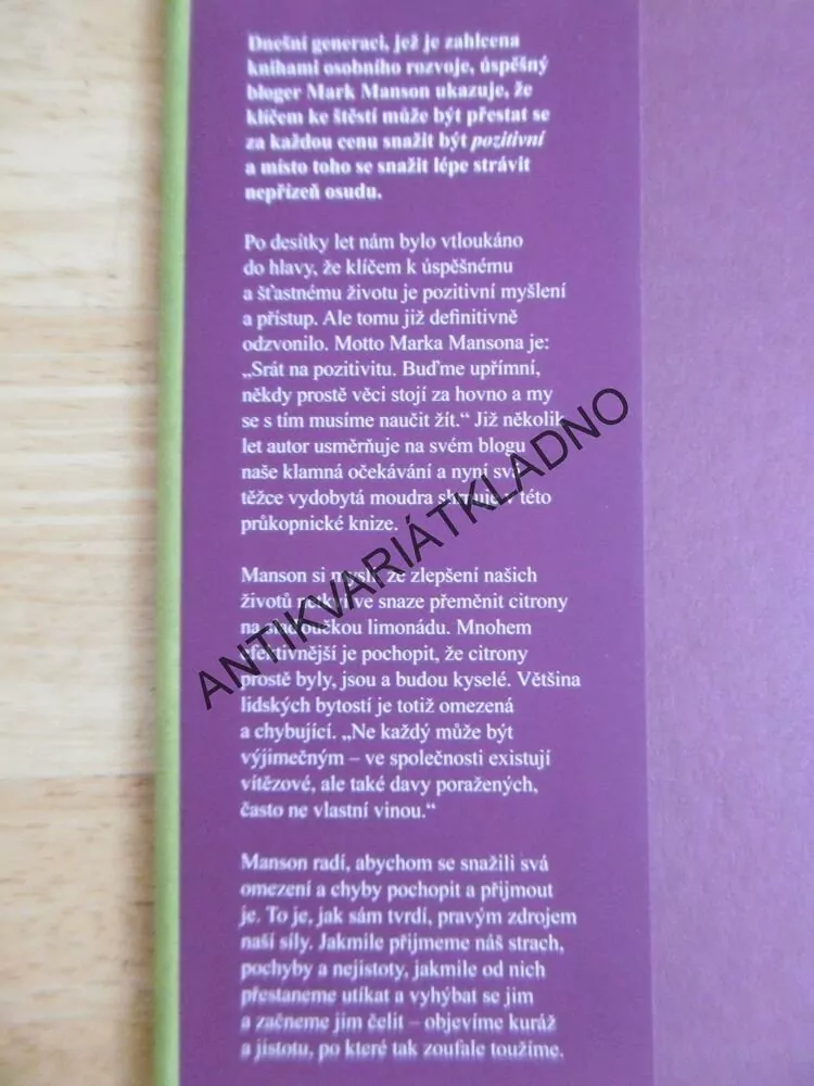 DŮMYSLNÉ UMĚNÍ JAK MÍT VŠECHNO U PRDELE, MARK MANSON, **an