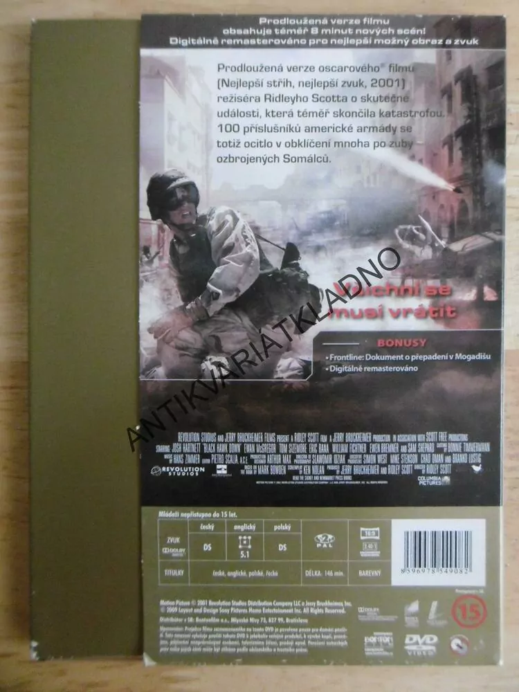 ČERNÝ JESTŘÁB SESTŘELEN, DVD FILM