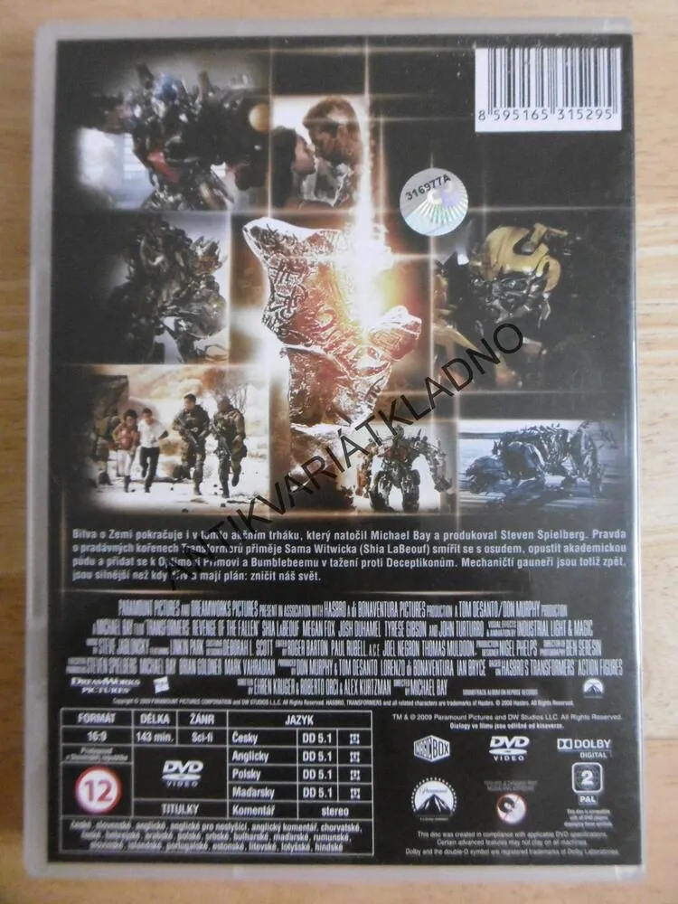 TRANSFORMERS POMSTA PORAŽENÝCH, DVD FILM