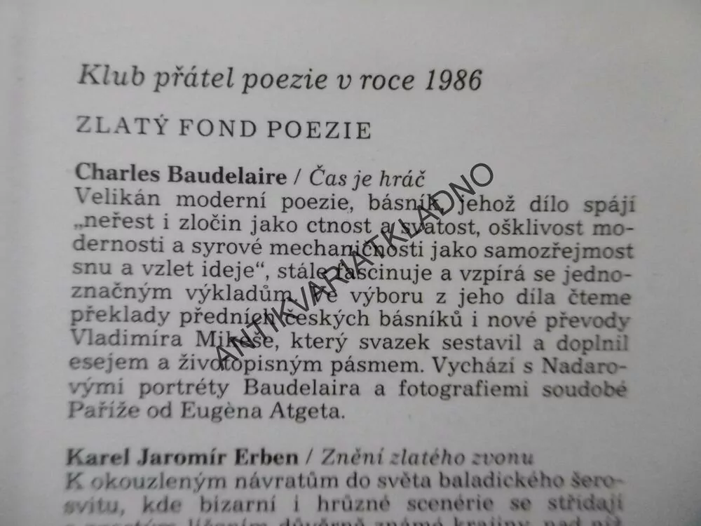 ČAS JE HRÁČ, CHARLES BAUDELAIRE, **an