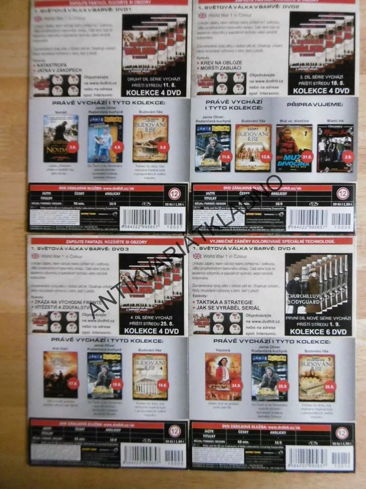1.SVĚTOVÁ VÁLKA V BARVĚ, 1-4, DOKUMENT DVD FILM SVĚT.VÁLKA