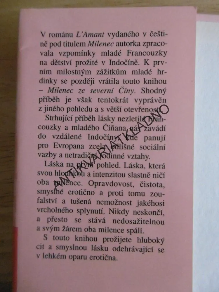 MILENEC ZE SEVERNÍ ČÍNY, MARGUERITE DURAS, **an