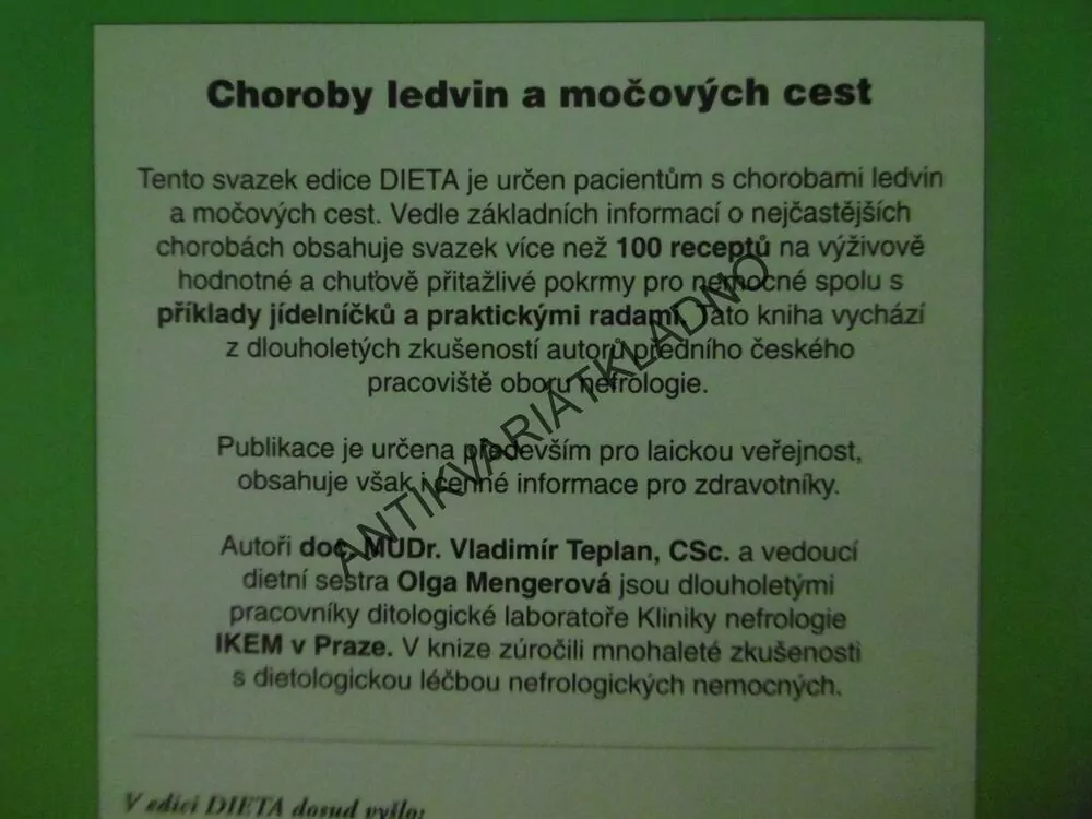 CHOROBY LEDVIN A MOČOVÝCH CEST, V.TEPLAN, **an