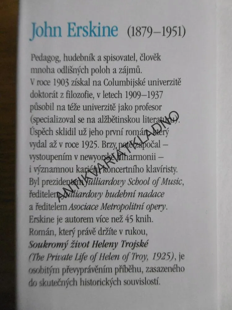 SOUKROMÝ ŽIVOT HELENY TROJSKÉ, JOHN ERSKINE, **an