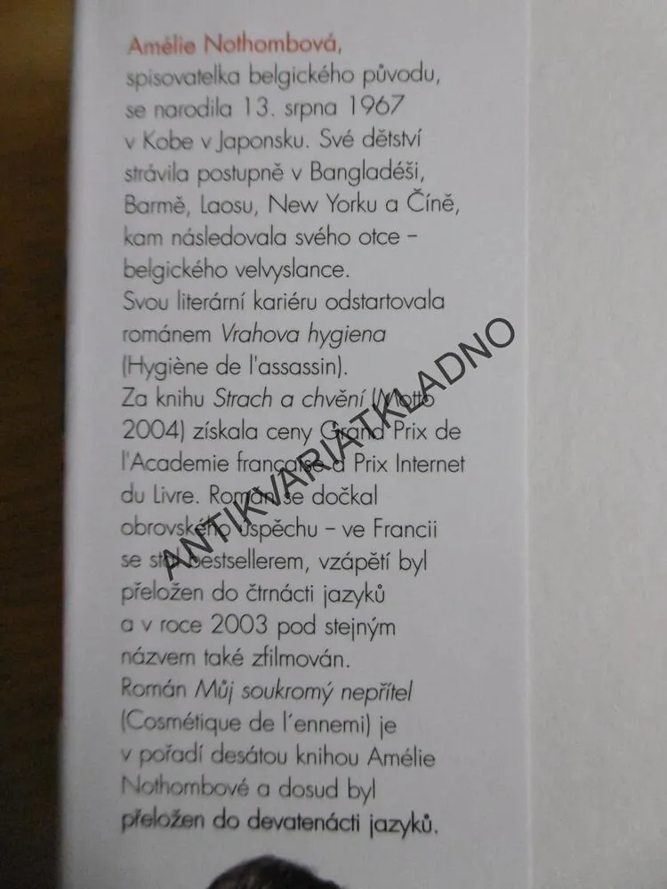 MŮJ SOUKROMÝ NEPŘÍTEL, AMÉLIE NOTHOMBOVÁ, **an
