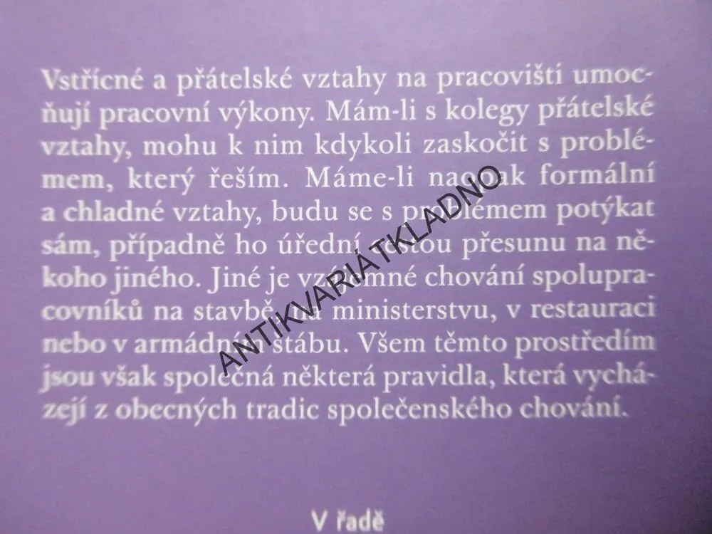 MALÁ KNIHA ETIKETY, PRO FIRMU A ÚŘAD, LADISLAV ŠPAČEK,**an