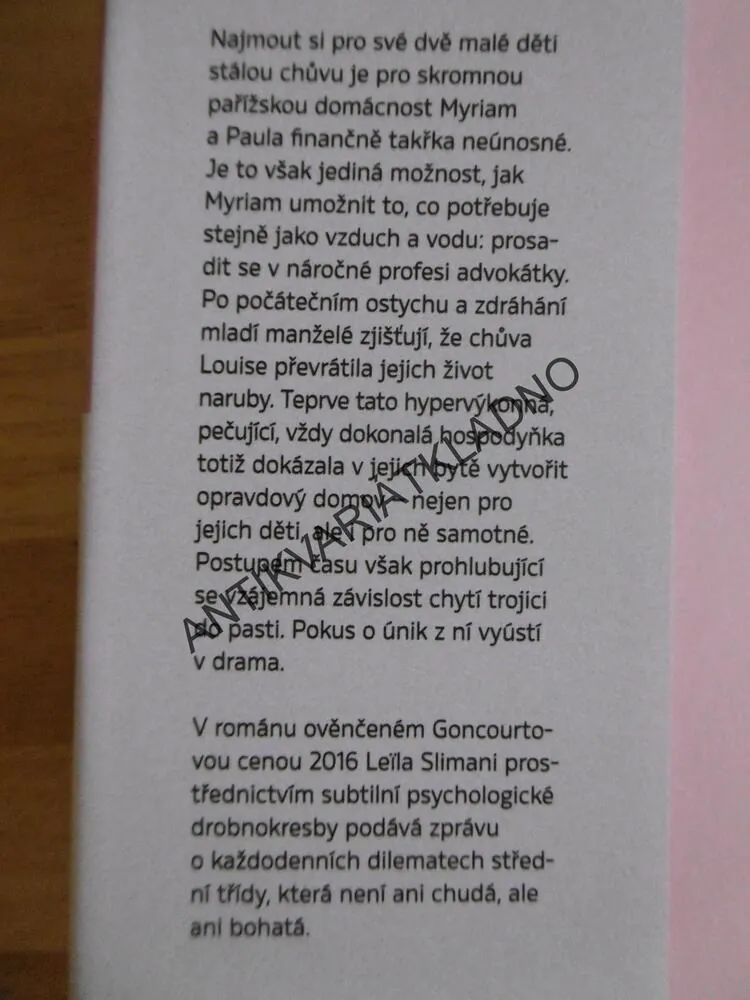 NĚŽNÁ PÍSEŇ, LEILA SLIMANI, **an