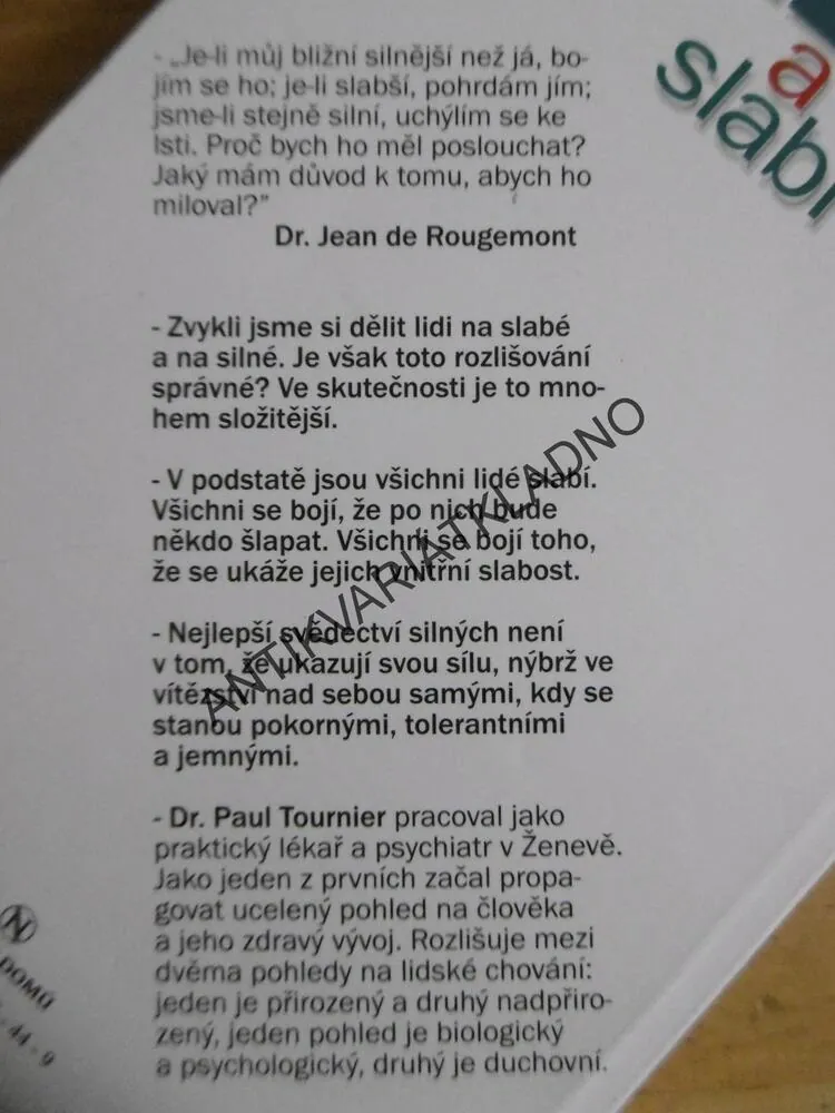 SILNÍ A SLABÍ, PAUL TOURNIER, **an