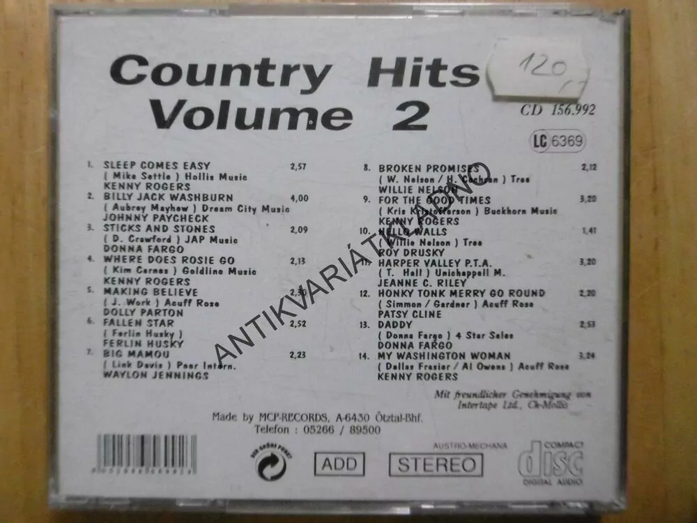 COUNTRY HITS 2, CD HUDBA