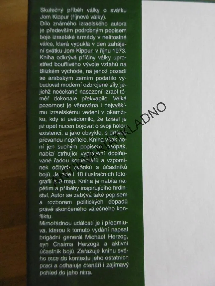 VÁLKA ZE DNE USMÍŘENÍ, CHAIM HERZOG, **an