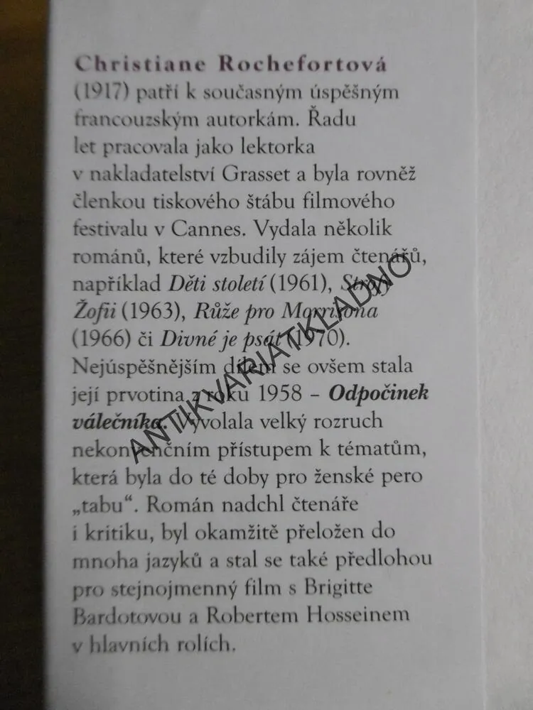 ODPOČINEK VÁLEČNÍKA, CHRISTIANE ROCHEFORTOVÁ, **an