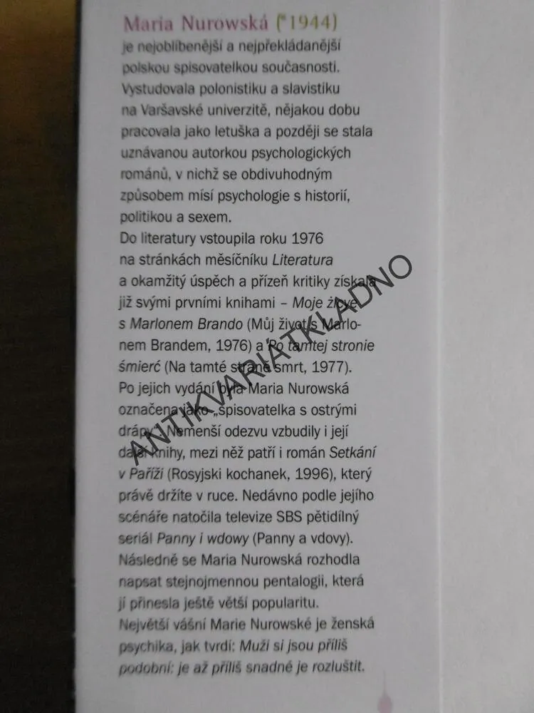 SETKÁVÁNÍ V PAŘÍŽI, MARIA NUROWSKÁ, **an