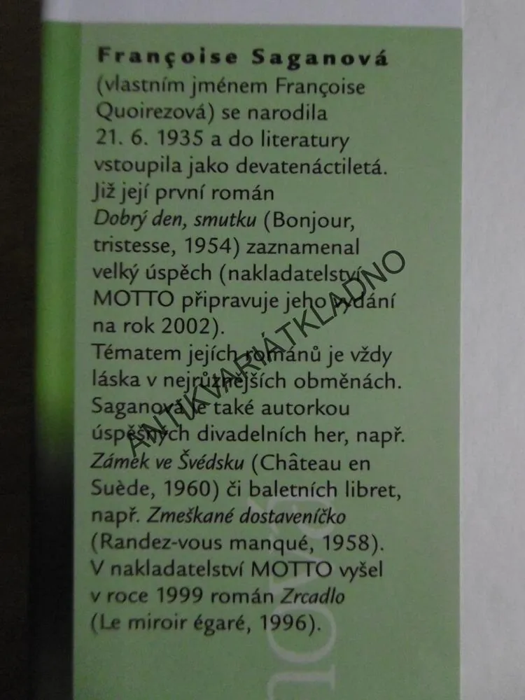 MÁTE RÁDA BRAHMSE, JEDEN ÚSMĚV, FRANCOISE SAGANOVÁ, **an