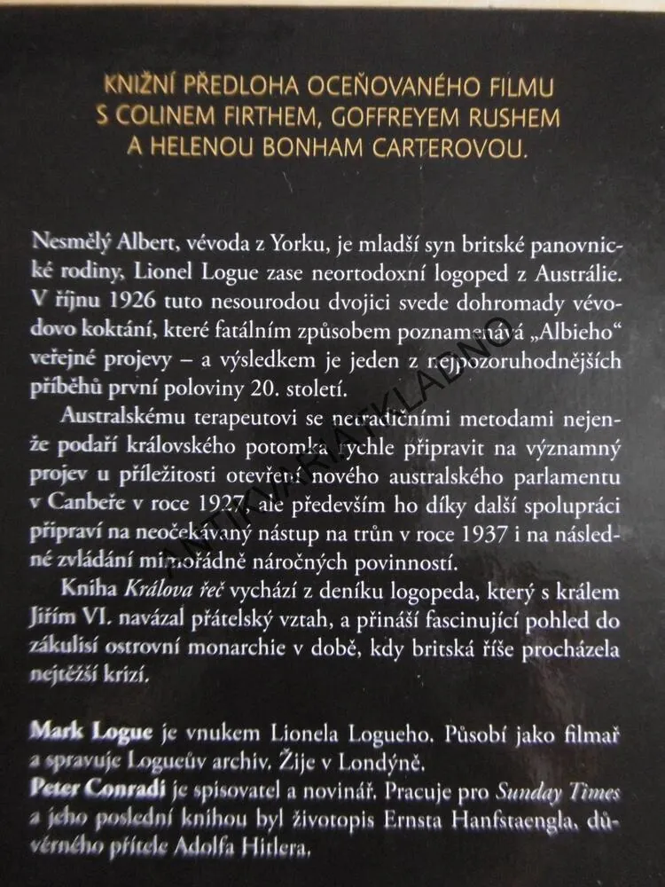 KRÁLOVA ŘEČ, MARK LOGUE, PETER CONRADI, **an