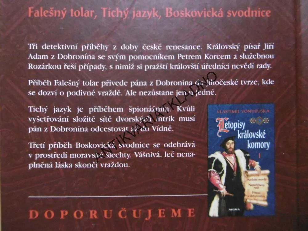 FALEŠNÝ TOLAR, TICHÝ JAZYK, BOSKOVICKÁ SVODNICE,VLASTIMIL VONDRUŠKA, **an