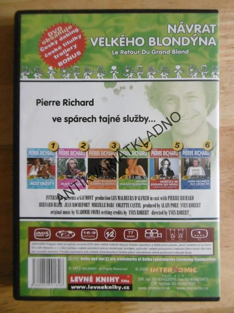 NÁVRAT VELKÉHO BLONDÝNA, PIERRE RICHARD, DVD FILM