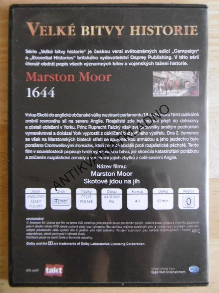 MARSTON MOOR 1644, VELKÉ BITVY HISTORIE, DVD FILM SVĚT.VÁLKA
