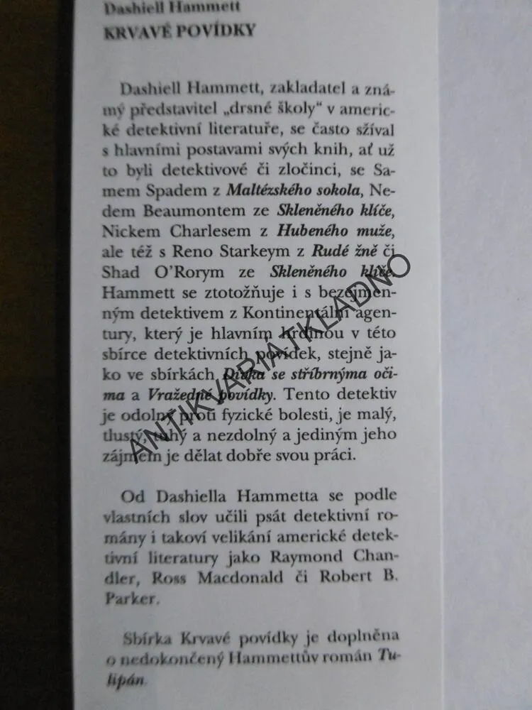 KRVAVÉ POVÍDKY, DASHLELL HAMMETT, 