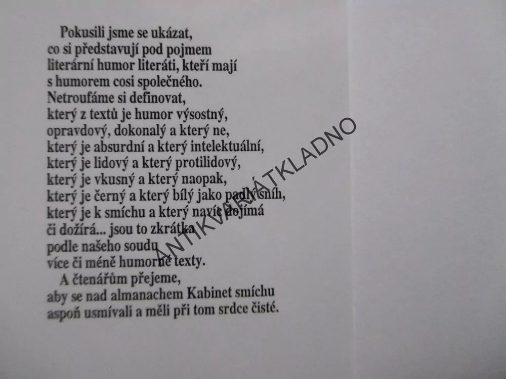 KABINET SMÍCHU, ALMANACH LITERÁRNÍHO HUMORU, **an