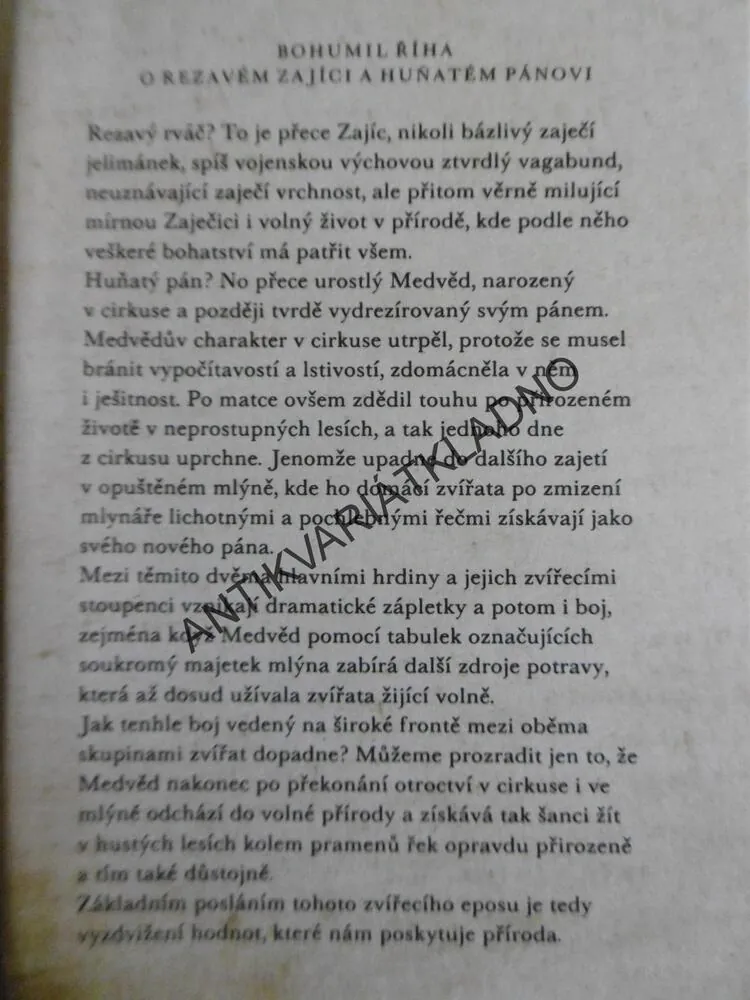 O REZAVÉM RVÁČI A HUŇATÉM PÁNOVI, BOHUMIL ŘÍHA, **an